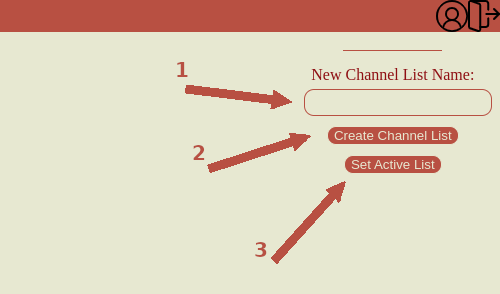 Arrows pointing to the field and buttons you need to press to create your first channel