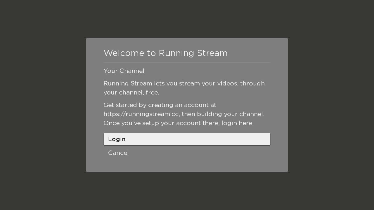 Running Stream Login Screen